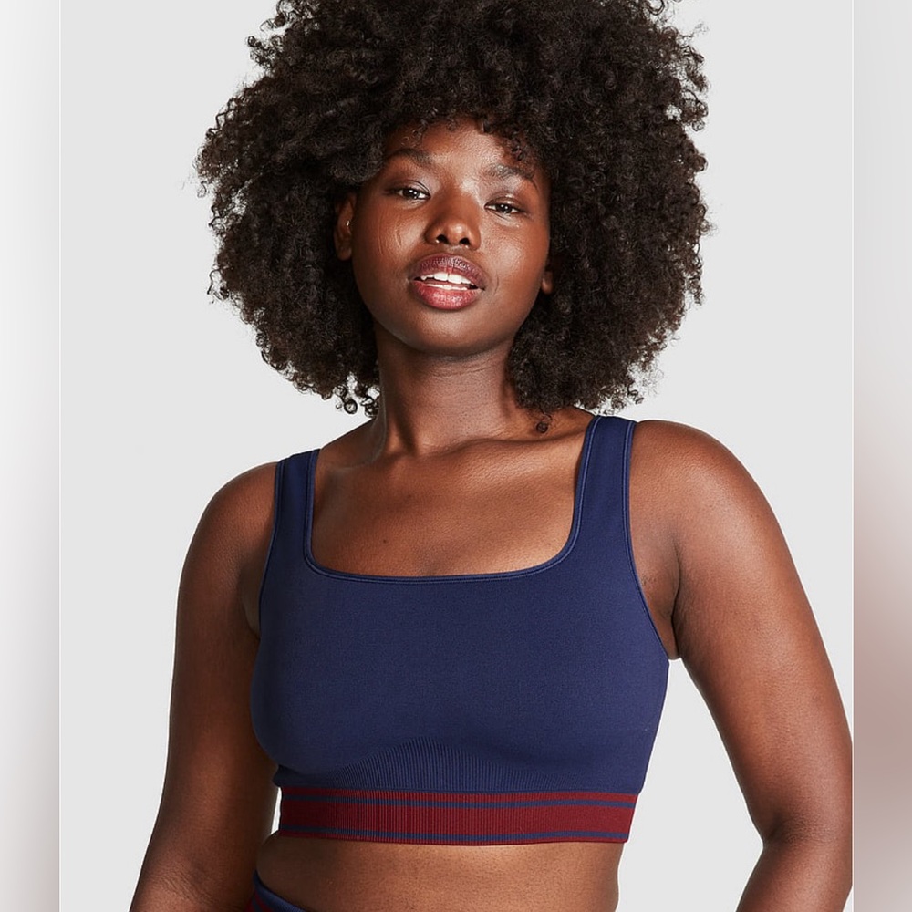 Victoria’s Secret Pink Seamless Reversible Sports Bra-Blue/Wine Sz.S💙